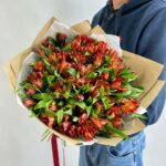 25 красных альстромерий